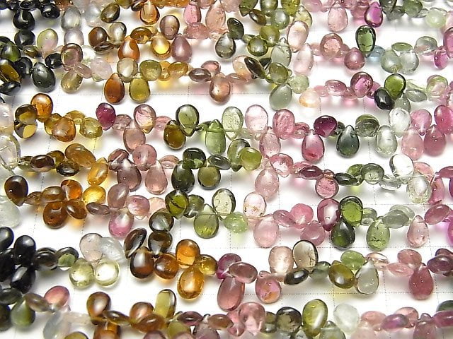 [Video] High Quality Tourmaline AA++ Pear shape (Smooth) half or 1strand beads (aprx.9inch / 22cm)