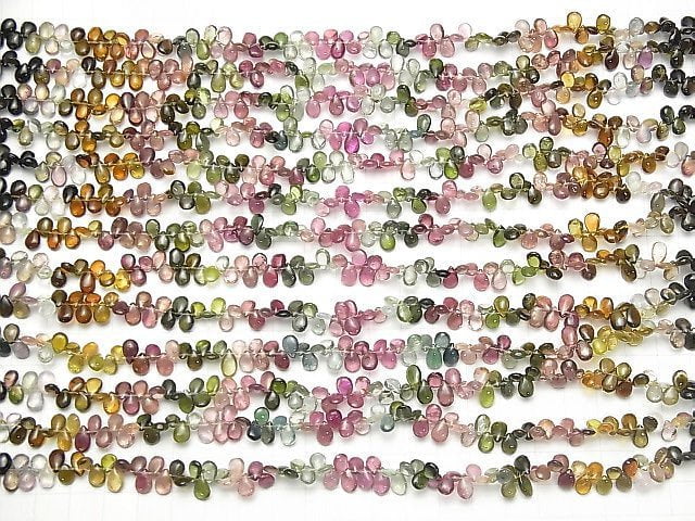 [Video] High Quality Tourmaline AA++ Pear shape (Smooth) half or 1strand beads (aprx.9inch / 22cm)