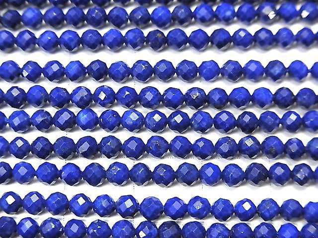 [Video] High Quality! Lapislazuli AAA Faceted Round 3mm 1strand beads (aprx.15inch / 37cm)