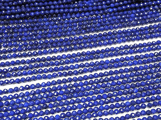 [Video] High Quality! Lapislazuli AAA Faceted Round 3mm 1strand beads (aprx.15inch / 37cm)