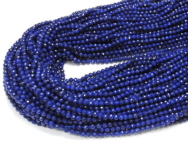 [Video] High Quality! Lapislazuli AAA Faceted Round 3mm 1strand beads (aprx.15inch / 37cm)