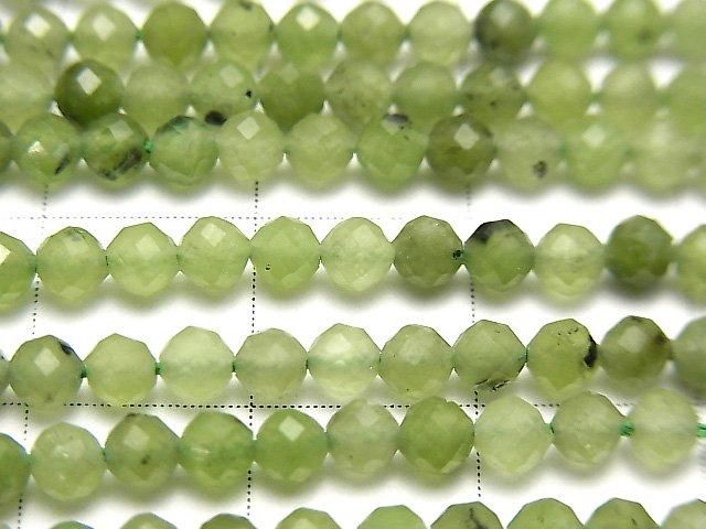 [Video] High Quality! Russian Nephrite Jade AA++ Faceted Round 3mm 1-strand beads (approx. 15 inches/36 cm)
