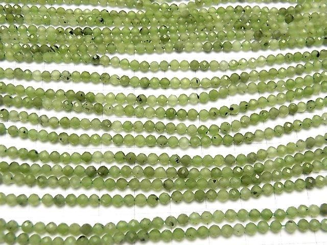 [Video] High Quality! Russian Nephrite Jade AA++ Faceted Round 3mm 1-strand beads (approx. 15 inches/36 cm)