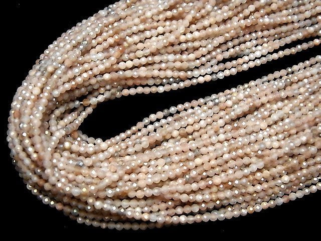 [Video] High Quality! Multicolor Moonstone AAA- Faceted Round 2mm Coating 1strand beads (aprx.15inch / 37cm)