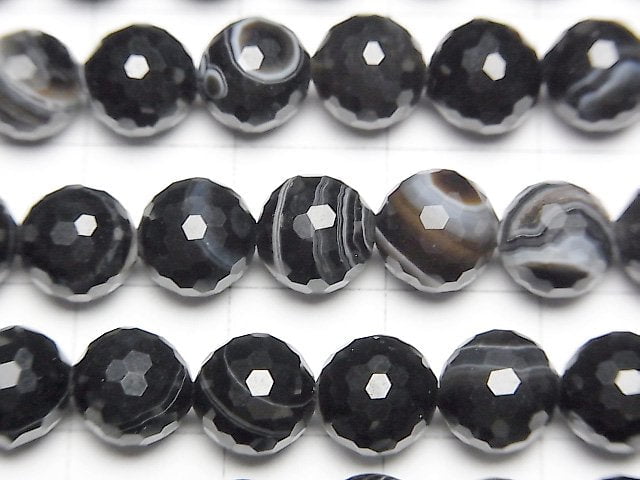 [Video] High Quality! Stripe Onyx 128Faceted Round 8mm 1strand beads (aprx.15inch / 36cm)