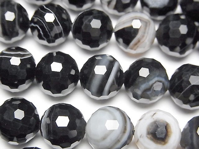 Faceted Round, Onyx Gemstone Beads