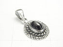 Black Star Diopside AAA Oval Pendant 15x13x6mm Silver925 1pc