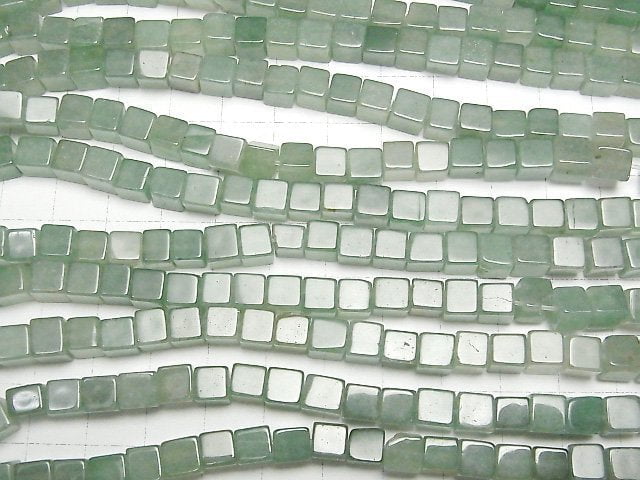 [Video] Green Aventurine Cube 6x6x6mm 1strand beads (aprx.15inch/36cm)