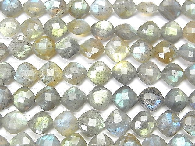 [Video] Labradorite AA++ Diamond Shape (Cushion Cut) 9x9mm half or 1strand (18pcs)