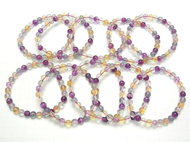 [Video] Multicolor Fluorite AAA Round 6mm 1strand (Bracelet)