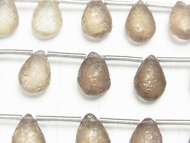 [Video] High Quality Smoky Quartz AAA Texture Pear shape 12x8mm 1strand (9pcs)