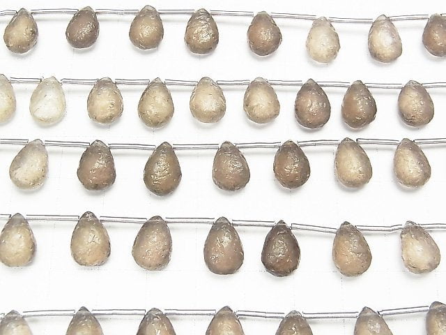 [Video] High Quality Smoky Quartz AAA Texture Pear shape 12x8mm 1strand (9pcs)