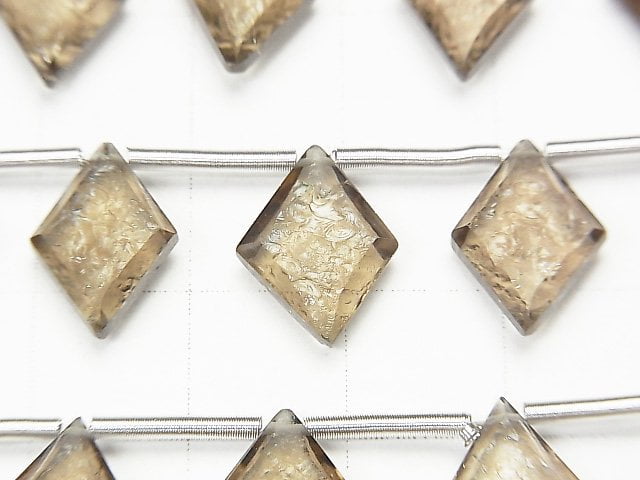 [Video] High Quality Smoky Quartz AAA Texture Diamond 14x10mm 1strand (9pcs)