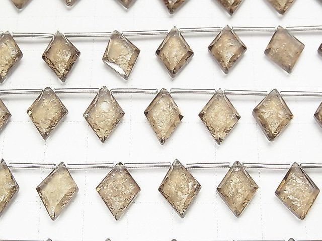 [Video] High Quality Smoky Quartz AAA Texture Diamond 14x10mm 1strand (9pcs)