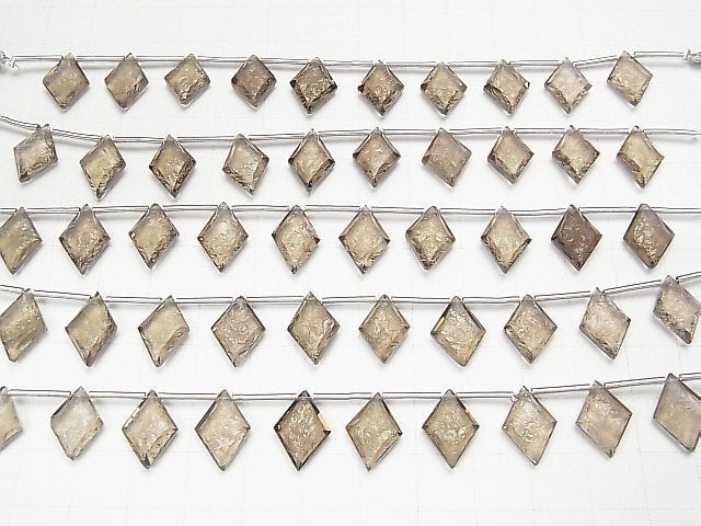 [Video] High Quality Smoky Quartz AAA Texture Diamond 14x10mm 1strand (9pcs)