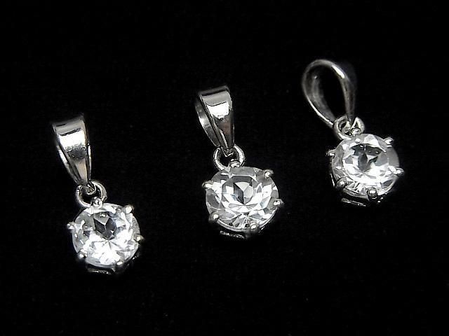 [Video] High Quality White Topaz AAA Round Faceted 7x6mm Pendant Silver925