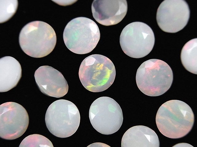 [Video]High Quality Ethiopian Opal AA++ Loose stone Round Faceted 8x8mm 2pcs