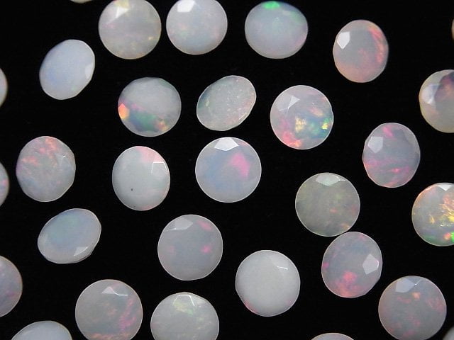 [Video]High Quality Ethiopian Opal AA++ Loose stone Round Faceted 8x8mm 2pcs