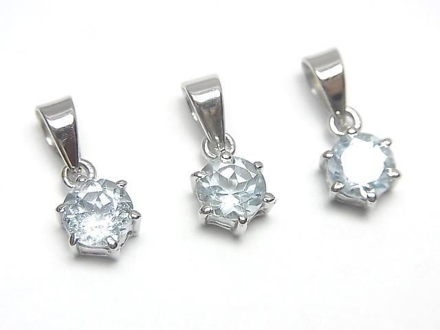 [Video] High Quality Sky Blue Topaz AAA Round Faceted 7x6mm Pendant Silver925