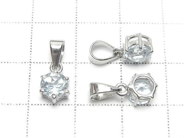 [Video] High Quality Sky Blue Topaz AAA Round Faceted 7x6mm Pendant Silver925
