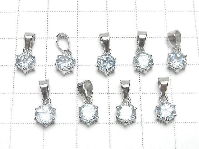 [Video] High Quality Sky Blue Topaz AAA Round Faceted 7x6mm Pendant Silver925