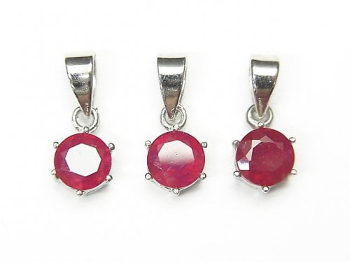 [Video] High Quality Ruby AAA Round Faceted Pendant 7x6x4mm Silver925