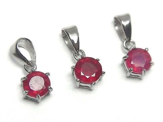 [Video] High Quality Ruby AAA Round Faceted 7x6mm Pendant Silver925