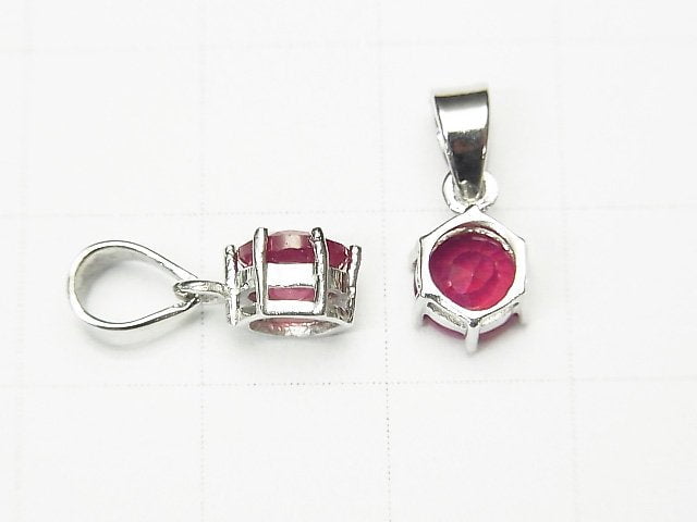 [Video] High Quality Ruby AAA Round Faceted Pendant 7x6x4mm Silver925