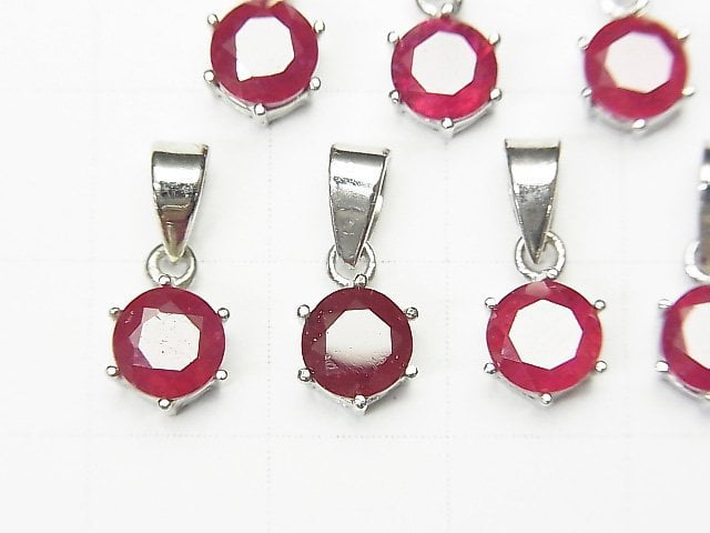 [Video] High Quality Ruby AAA Round Faceted Pendant 7x6x4mm Silver925