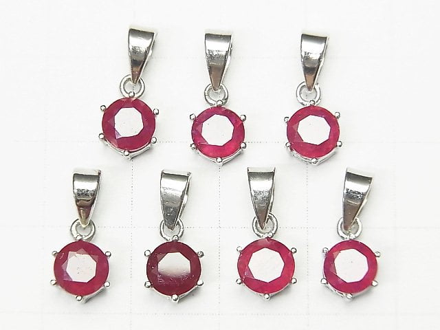 [Video] High Quality Ruby AAA Round Faceted Pendant 7x6x4mm Silver925