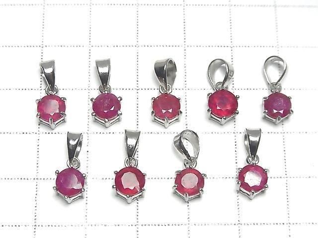 [Video] High Quality Ruby AAA Round Faceted 7x6mm Pendant Silver925