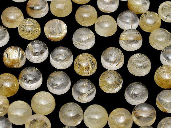 Cabochon, Rutilated Quartz Gemstone Beads