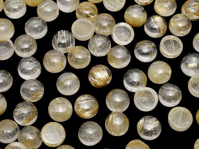 [Video] Rutilated Quartz AA++ Round Cabochon 5x5mm 5pcs