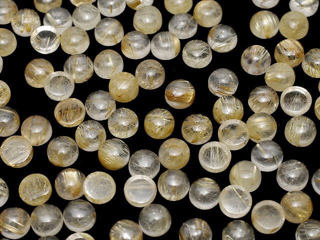[Video] Rutilated Quartz AA++ Round Cabochon 5x5mm 5pcs