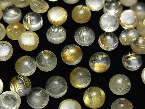 [Video] Rutilated Quartz AA++ Round Cabochon 6x6mm 3pcs