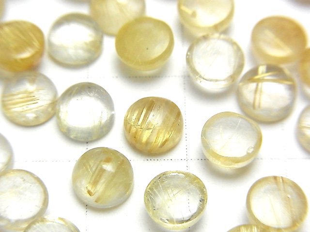 [Video] Rutilated Quartz AA++ Round Cabochon 6x6mm 3pcs