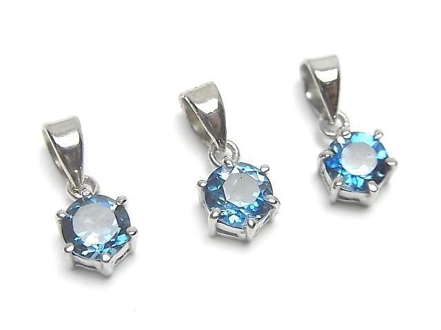 [Video] High Quality London Blue Topaz AAA Round Faceted 7x6mm Pendant Silver925
