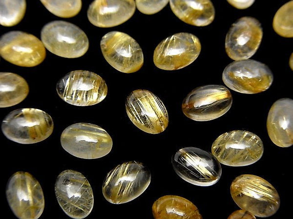 Cabochon, Rutilated Quartz Gemstone Beads