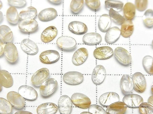 [Video]Rutilated Quartz AA++ Oval Cabochon 6x4mm 5pcs