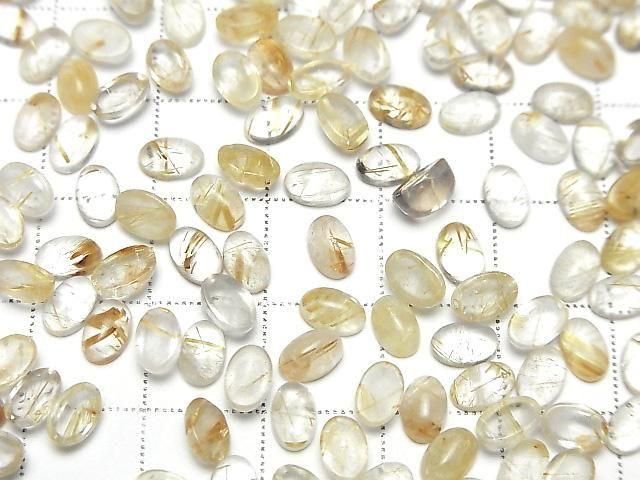 [Video]Rutilated Quartz AA++ Oval Cabochon 6x4mm 5pcs