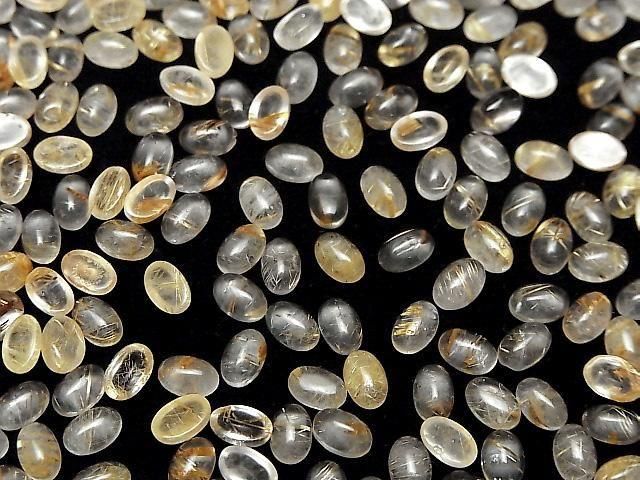 [Video]Rutilated Quartz AA++ Oval Cabochon 6x4mm 5pcs