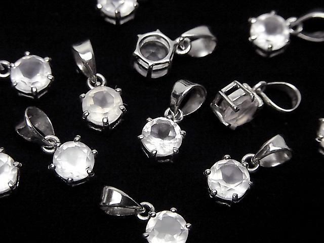 [Video]High Quality Rose Quartz AAA Round Faceted 7x6mm Pendant Silver925