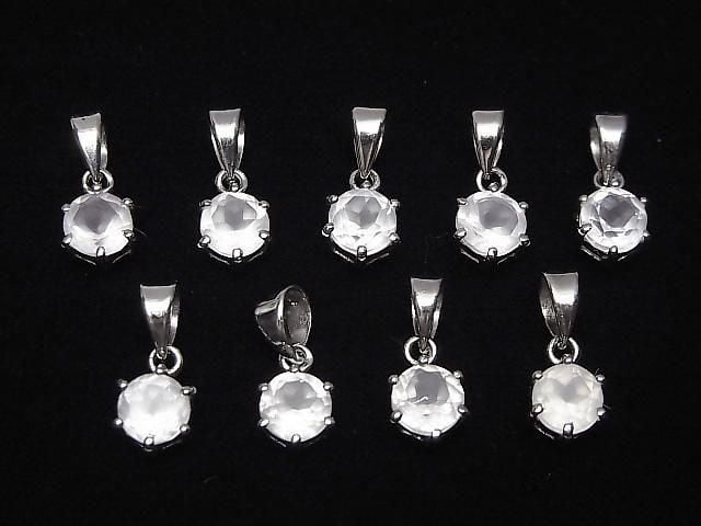 [Video]High Quality Rose Quartz AAA Round Faceted 7x6mm Pendant Silver925