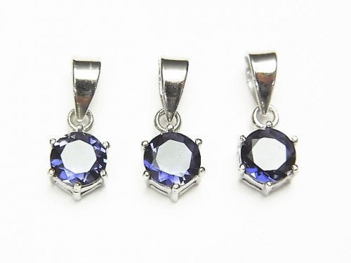 [Video] High Quality Iolite AAA Round Faceted Pendant 7x6x4mm Silver925