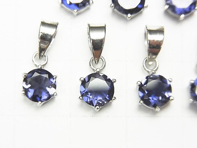 [Video] High Quality Iolite AAA Round Faceted Pendant 7x6x4mm Silver925