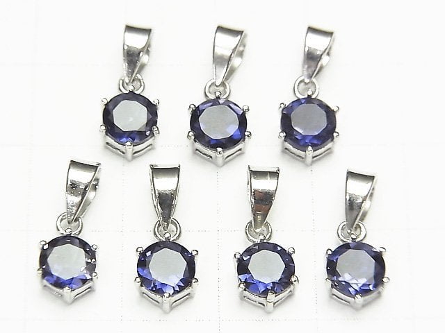 [Video] High Quality Iolite AAA Round Faceted Pendant 7x6x4mm Silver925