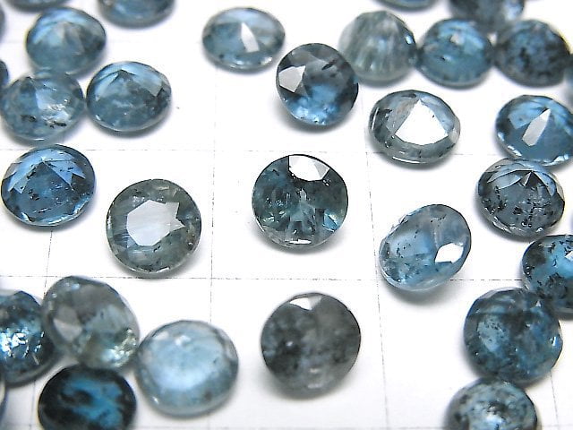 [Video]High Quality Indigo Blue Kyanite AAA- Loose stone Round Faceted 6x6mm 2pcs