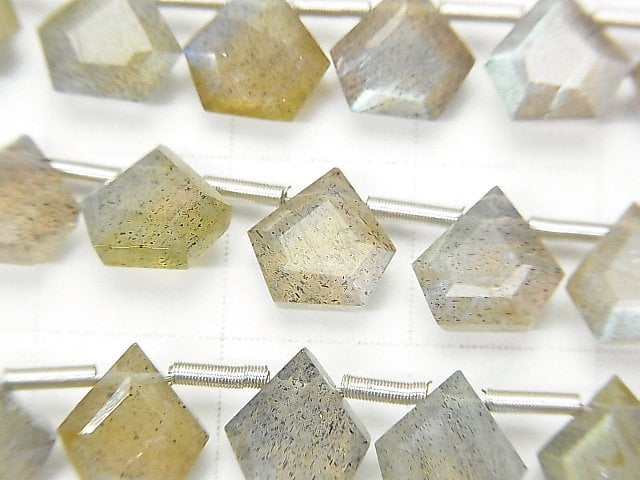 [Video] High Quality Labradorite AAA Pentagon Faceted 7.5x7.5mm 1strand (8pcs)