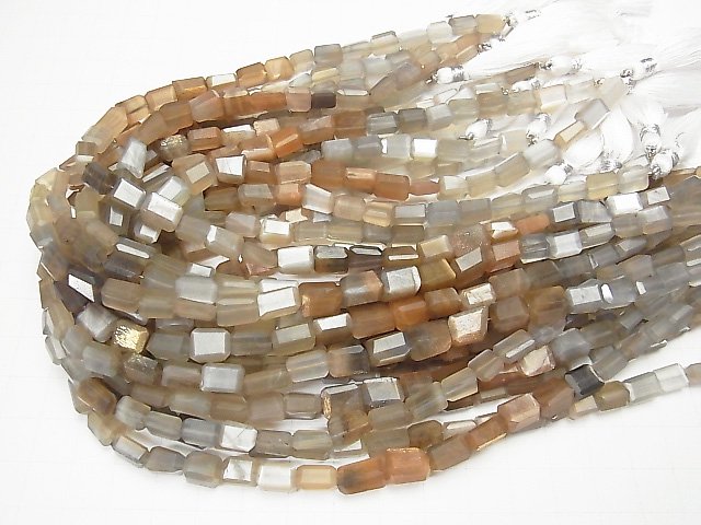 [Video] Multicolor Moonstone AA++ Faceted Nugget half or 1strand beads (aprx.13inch / 31cm)