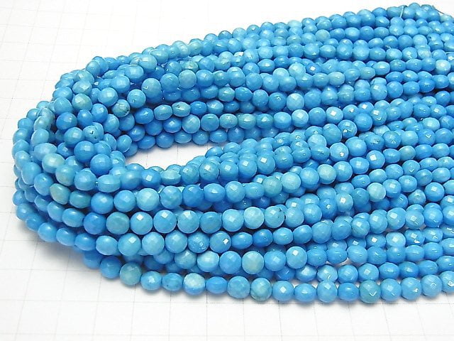 [Video] Magnesite Turquoise Faceted Coin 6x6x5mm 1strand beads (aprx.15inch / 37cm)